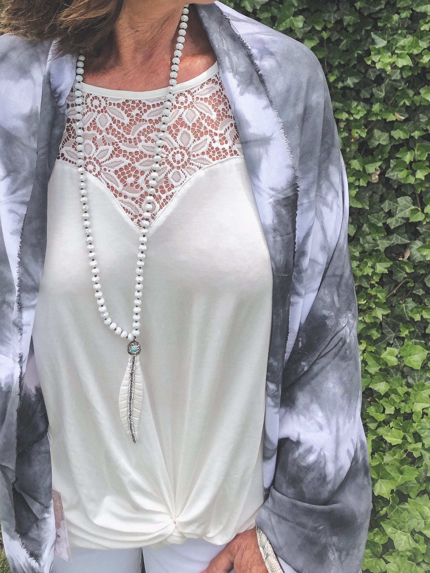 Lace Front Tank - Ivory