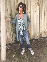 Load image into Gallery viewer, Long Button Cardi - Blue Grey