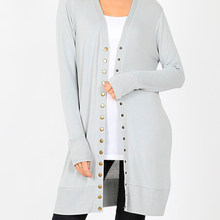 Load image into Gallery viewer, Light Grey Long Button Cardi