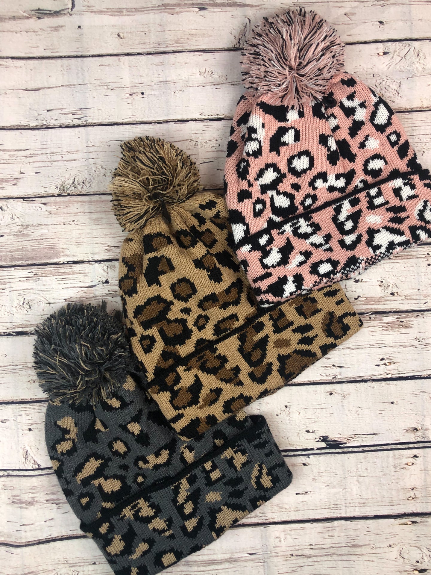 Knit Leopard Beanies