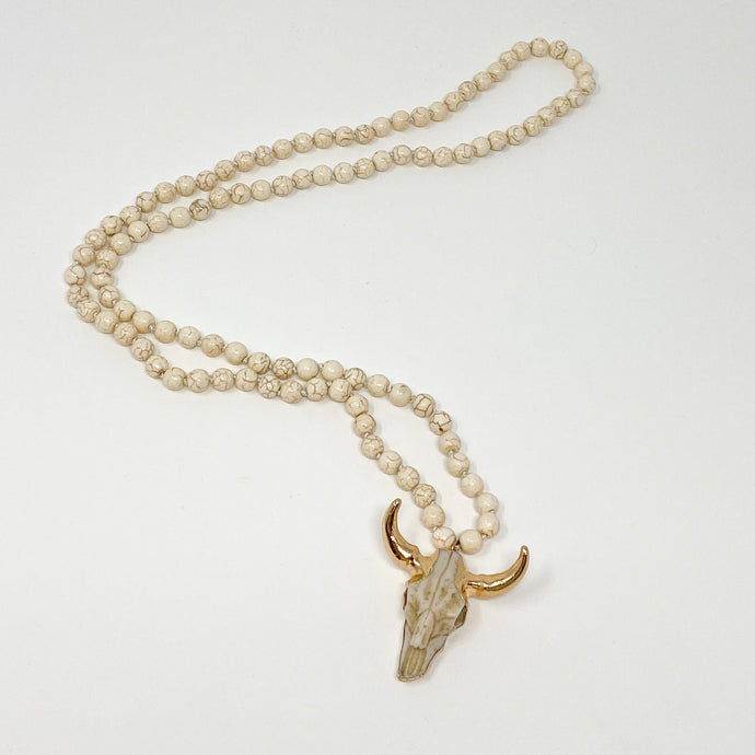 Ivory Stone Bullhead Necklace
