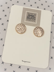 Gold Leather Button Studs