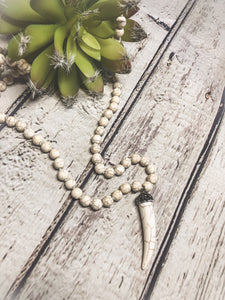 Natural Stone Long Necklace - Ivory